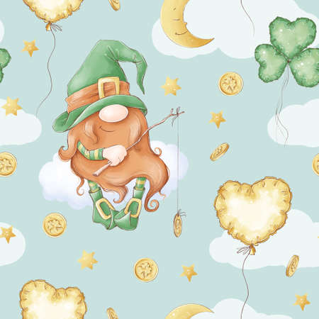 Seamless pattern. Gnome for St. Patricks Dayの写真素材