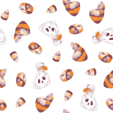 Seamless pattern for the holiday Halloween. Watercolor illustrationの写真素材