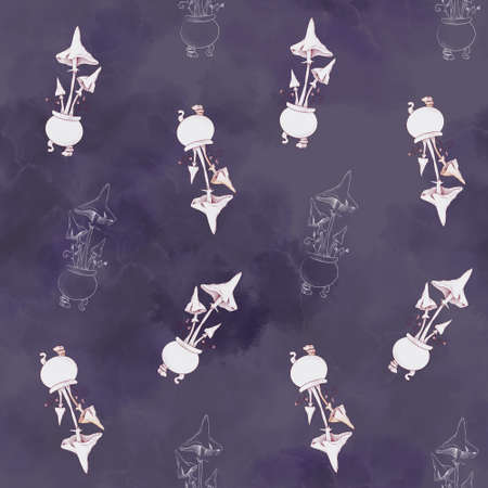 Seamless pattern for the holiday Halloween. Watercolor illustrationの写真素材