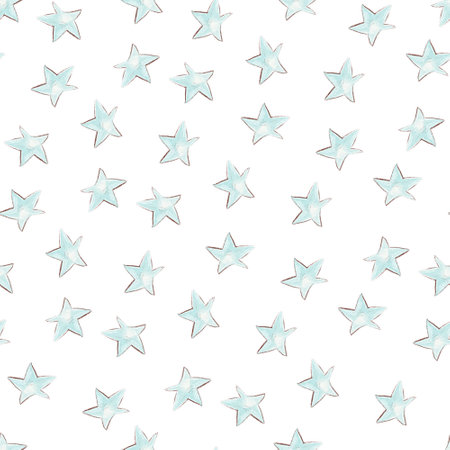 Seamless pattern cartoon multicolored stars. Digital printingの写真素材