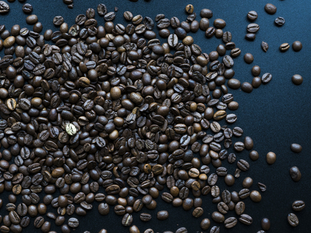 Coffee beans pattern at black backgroundの写真素材