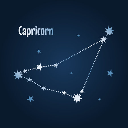 Capricorn  constellation star map in the sky. Vector illustrationのイラスト素材