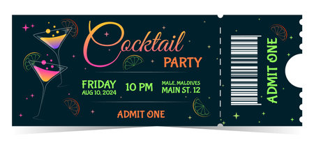 Cocktail party colorful ticket template for admit one