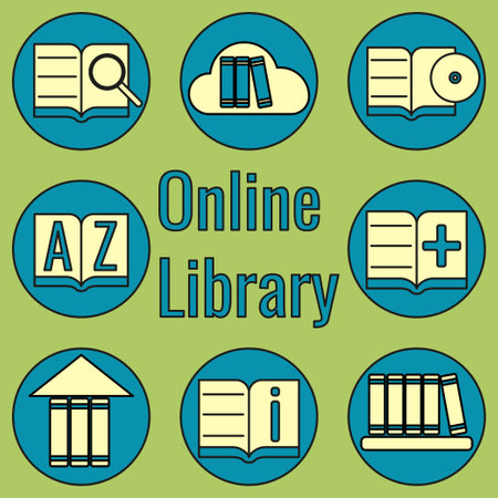Online library icon set. color illustration for application. Vector.のイラスト素材