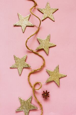 Christmas pink Creative Flat layout. Top view compositionの写真素材