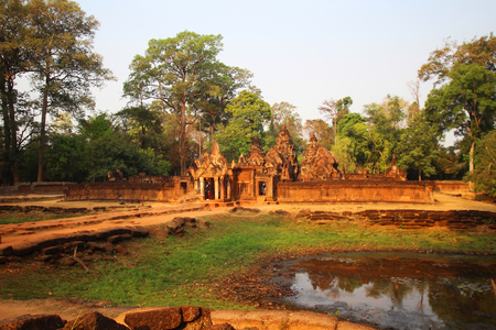 ancient building in Cambodia among green treesのeditorial素材
