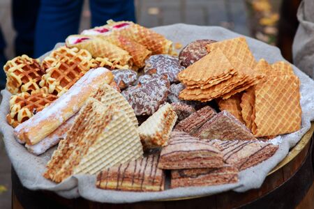 homemade russian gingerbread cookies on the plate. Rusiian traditional foodの写真素材