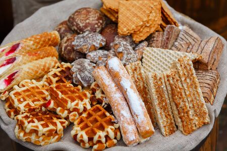 homemade russian gingerbread cookies on the plate. Rusiian traditional foodの写真素材