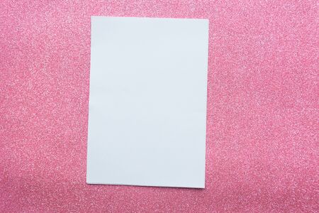 White mockup blank on glitter pink backgroundの写真素材