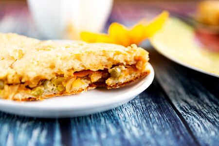 delicious sweet homemade apple pie closeup.の写真素材