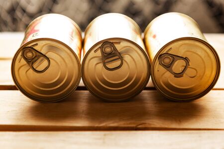 canned meat packs as a quarantine stock from coronavirusの写真素材