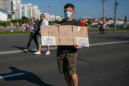 Minsk / Belarus - August 30, 2020: Presidential elections in Belarus 2020. Peaceful protests in Belarusのeditorial素材