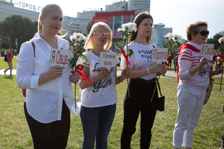 Minsk / Belarus - August 30, 2020: Presidential elections in Belarus 2020. Peaceful protests in Belarusのeditorial素材