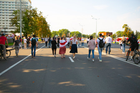 Minsk / Belarus - August 30, 2020: Presidential elections in Belarus 2020. Peaceful protests in Belarusのeditorial素材