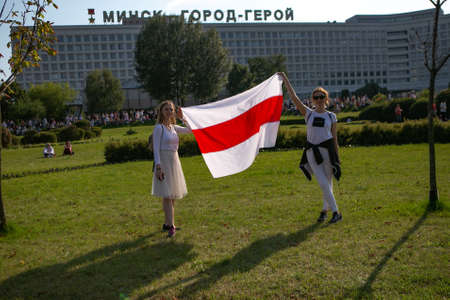 Minsk / Belarus - August 30, 2020: Presidential elections in Belarus 2020. Peaceful protests in Belarusのeditorial素材
