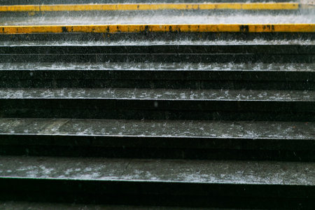 wet steps in the underpass, rain background