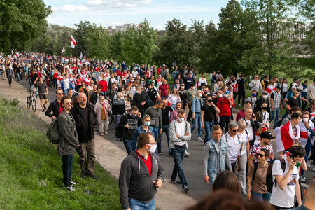 Minsk / Belarus, September 16, 2020: Protest against Lukashenko winning on president elections....