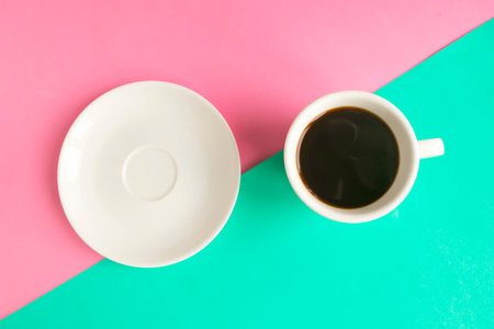 coffee cup on geometric background, minimal conceptの写真素材