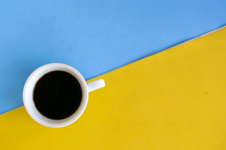 coffee cup on geometric background, minimal conceptの写真素材