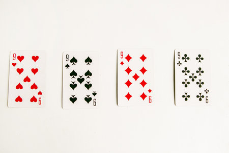 Poker quads playing card, white backgroundの写真素材