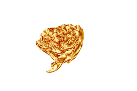 Golden tulip isolated on white. Beautiful gold blooming flower on white backgroundの写真素材