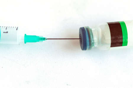 Close up photo of medicine bottle in laboratoryの写真素材