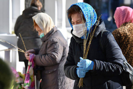 Minsk Belarus - April 19 2020: easter holiday during the virus outbreak