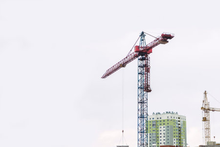 Tower Crane construction and new buildings in the center of the city