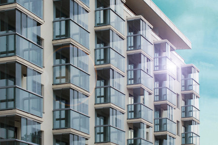 Berlin, Germany â€“ May 4 2019: European modern residential architecture. Exterior of modern...