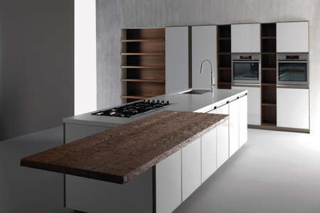 Modern kitchen interior design in minimalism styleの写真素材