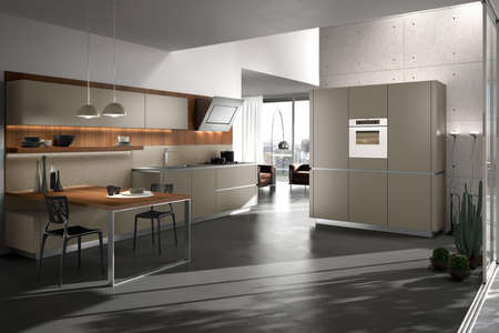 Modern kitchen interior design in minimalism styleの写真素材