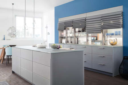 Modern kitchen interior design in minimalism styleの写真素材