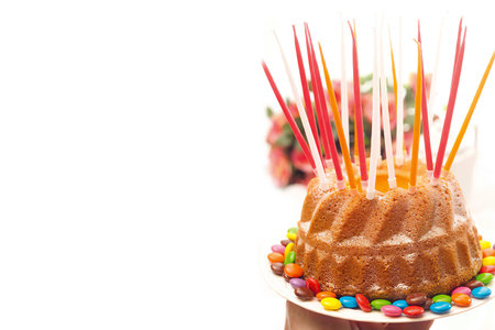 Birthday Cake isolated on white, copy space for the text