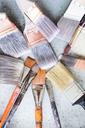 Assortment of paint brushesの写真素材