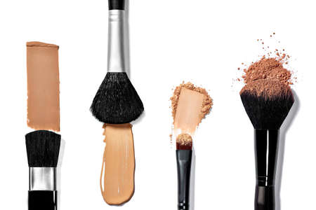 Close up of face powder make up on white backgroundの写真素材