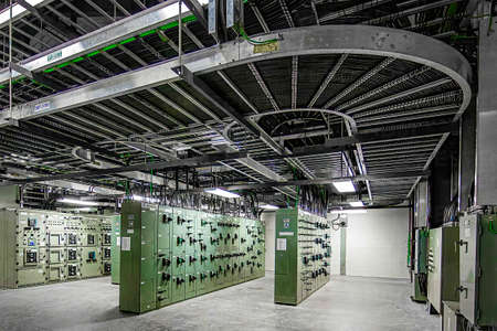 Empty warehouse interior, modern factory productionの写真素材