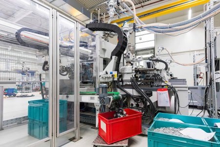 Fabric, machine, tooling. Modern factory processing