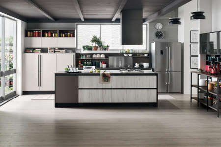 Modern luxury kitchen interior design in minimal styleの写真素材