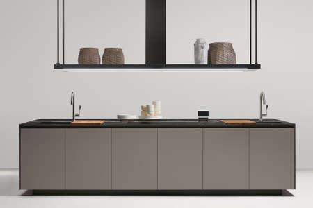 Modern luxury kitchen interior design in minimal styleの写真素材