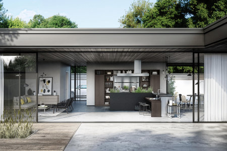 Modern luxury kitchen interior design in minimal styleの写真素材