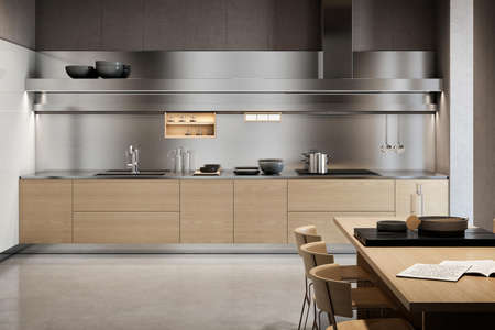 Modern luxury kitchen interior design in minimal styleの写真素材