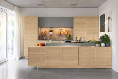 Modern luxury kitchen interior design in minimal styleの写真素材