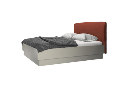 Classic luxury bed in pastel colors isolated on whiteの写真素材