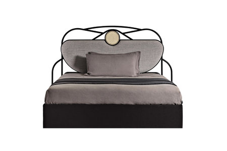 Black single bed isolated on white background. Include clipping path. 3d renderの写真素材