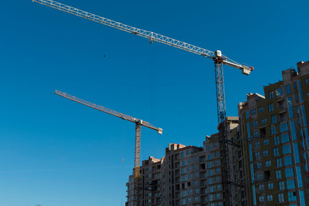 construction of a new residential buildingの写真素材
