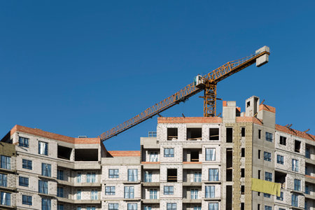 construction of a new residential buildingの写真素材