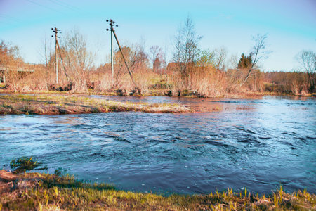 Close up of fast deep blue river water