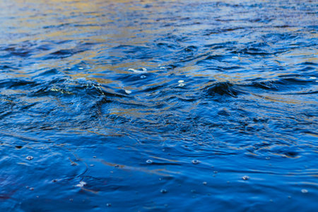 Close up of fast deep blue river water