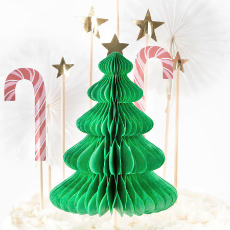 Christmas tree made of paper on a white backgroundの写真素材