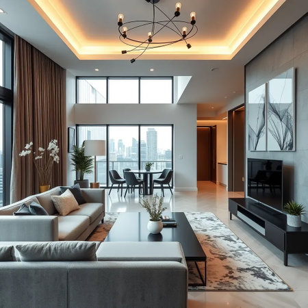 Luxury living room interior design, living room with modern furnitureの素材
